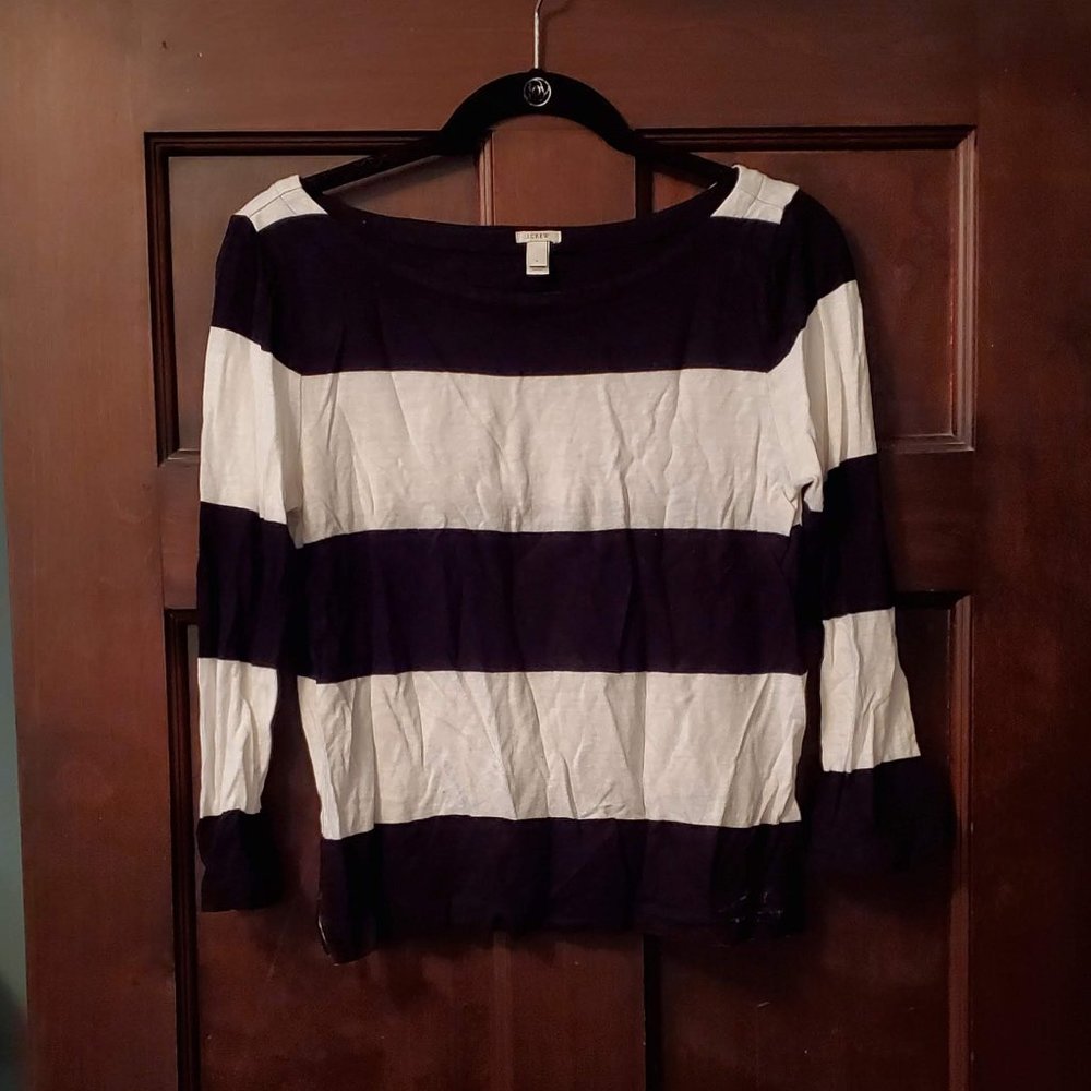 J Crew black and white stripe sweater - size S